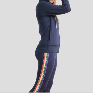Jane Fonda Limited Edition Navy Blue Rainbow Stripe Sweatpants